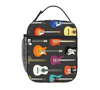 ASEELO Colorful Guitars Print Portable Portable Insulated Lunch Bag Insulated Thick Lunch Box Bag