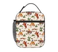 ASEELO Cowboy Ride Horse Print Portable Portable Insulated Lunch Bag Insulated Thick Lunch Box Bag