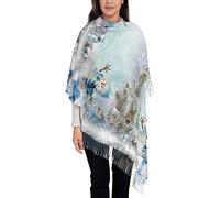 ASEELO Cute Snowman Women Scarf - Winter Long Pashmina Scarves Warm Wraps Ladies Tassel Stole Blanket