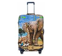 ASEELO Elephant And Giraffe Suitcase Cover,Travel Luggage Cover Suitcase Protector Fits 18-32 Inch Luggage, Black, XL