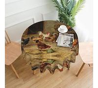 ASEELO Farm Chickens Print Tablecloth, Circular Decorative Tablecloth, Table Linen.