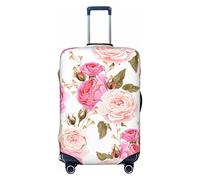 ASEELO Floral Flower Rose Pink Suitcase Cover,Travel Luggage Cover Suitcase Protector Fits 18-32 Inch Luggage, Black, L