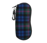 ASEELO Glasses Case Blue and Green Scottish Tartan Sunglasses Eyeglass Case Stylish Portable Travel Neoprene Zipper Eyeglass Box for Women Men Girl