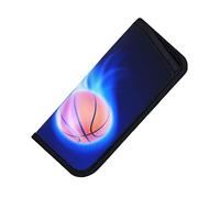 ASEELO Glasses Case Blue Fire Basketball Ball Eyeglass Case Soft Eyeglasses Bag Sunglasses Case Neoprene Zipper Glasses Pouch for Women Men