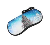 ASEELO Glasses Case Christmas Trees Eyeglass Case Soft Sunglasses Case Neoprene Zipper Glasses Pouch for Women Men