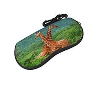 ASEELO Glasses Case Couple Giraffe Eyeglass Case Soft Sunglasses Case Neoprene Zipper Glasses Pouch for Women Men