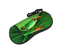 ASEELO Glasses Case Cute Frog Eyeglass Case Soft Sunglasses Case Neoprene Zipper Glasses Pouch for Women Men