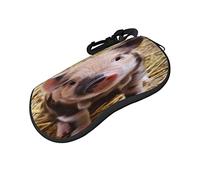 ASEELO Glasses Case Cute Pig Eyeglass Case Soft Sunglasses Case Neoprene Zipper Glasses Pouch for Women Men
