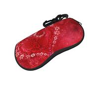 ASEELO Glasses Case Floral Decoration Heart Eyeglass Case Soft Sunglasses Case Neoprene Zipper Glasses Pouch for Women Men