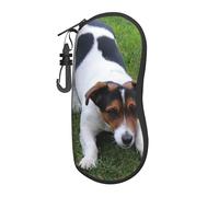 ASEELO Glasses Case Jack Russell Dog Sunglasses Eyeglass Case Stylish Portable Travel Neoprene Zipper Eyeglass Box for Women Men Girl