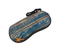 ASEELO Glasses Case Old Wooden Starfish Summer Eyeglass Case Soft Sunglasses Case Neoprene Zipper Glasses Pouch for Women Men