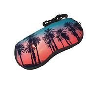 ASEELO Glasses Case Palm Tree Sunset Eyeglass Case Soft Sunglasses Case Neoprene Zipper Glasses Pouch for Women Men