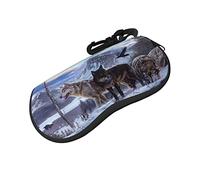 ASEELO Glasses Case Snow Wolf Pattern Eyeglass Case Soft Sunglasses Case Neoprene Zipper Glasses Pouch for Women Men