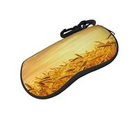 ASEELO Glasses Case Wheat Field Eyeglass Case Soft Sunglasses Case Neoprene Zipper Glasses Pouch for Women Men