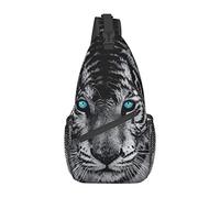 ASEELO Glitter Sequin Spot Sling Bag Crossbody Backpack For Women Men Chest Bag Hiking Bag For Camping Biking Travel, White Tiger, One Size