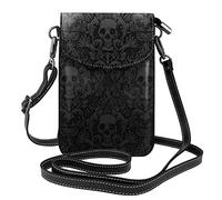 ASEELO Gothic Wallpaper Skull Small Crossbody Phone Bags For Women, Mini Leather Cell Phone Purse Bag Ladies Small Shoulder Bag Gift