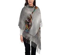 ASEELO Graffiti Hand Women Scarf - Winter Long Pashmina Scarves Warm Wraps Ladies Tassel Stole Blanket