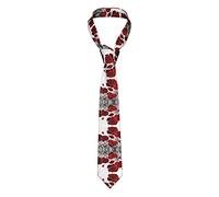 ASEELO Hojas Tropicales Y Flores Polyester Necktie Men'S Tie Business Formal Designer Great For Wedding,Groom,Groomsmen,Gifts, Red Poppy Flower, One size