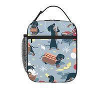 ASEELO Hot Dogs And Lemonade Print Portable Portable Insulated Lunch Bag Insulated Thick Lunch Box Bag