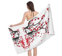 ASEELO Japanese Cherry Tree Print Large Bath Towel Microfiber Absorbent Bath Towel