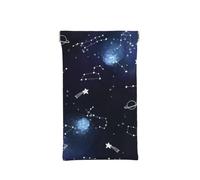 ASEELO Leather Glasses Case Cluster of Stars in Night Sky Portable Squeeze Top Eyeglass Case Soft Sunglasses Case Glasses Pouch for Women Men