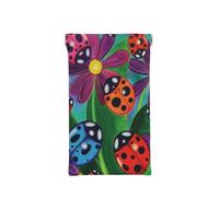 ASEELO Leather Glasses Case Colorful Ladybird Sunglasses Eyeglass Case Stylish Portable Travel Squeeze Top Leather Sunglasses Bag Eyeglass Box for Women Men Girl