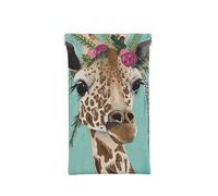 ASEELO Leather Glasses Case Giraffe with Floral Portable Squeeze Top Eyeglass Case Soft Sunglasses Case Glasses Pouch for Women Men