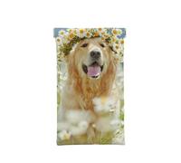 ASEELO Leather Glasses Case Golden Retriever Dog Portable Squeeze Top Eyeglass Case Soft Sunglasses Case Glasses Pouch for Women Men