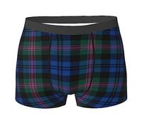 ASEELO Men's Boxer Shorts Blue and Green Scottish Tartan Boxer Briefs Comfortable Stretch Men Underwear Trunks L