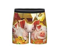 ASEELO Men's Boxer Shorts Cute Pig Long Leg Boxer Briefs Comfortable Stretch Men Underwear Trunks M