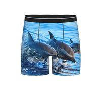 ASEELO Men's Boxer Shorts Dolphin Family Long Leg Boxer Briefs Comfortable Stretch Men Underwear Trunks M