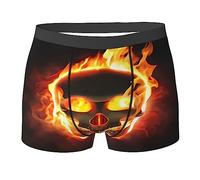 ASEELO Men's Boxer Shorts fire Skull Boxer Briefs Comfortable Stretch Men Underwear Trunks L