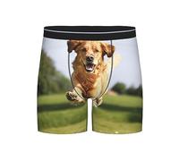 ASEELO Men's Boxer Shorts Golden Retriever Running Long Leg Boxer Briefs Comfortable Stretch Men Underwear Trunks M