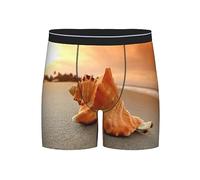 ASEELO Men's Boxer Shorts Shell Beach Sunset Long Leg Boxer Briefs Comfortable Stretch Men Underwear Trunks XL