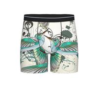 ASEELO Men's Boxer Shorts Teal Birds Musical Note Long Leg Boxer Briefs Comfortable Stretch Men Underwear Trunks L
