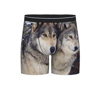 ASEELO Men's Boxer Shorts Two wolves Long Leg Boxer Briefs Comfortable Stretch Men Underwear Trunks L
