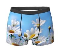 ASEELO Men's Boxer Shorts Wild White Daisy Flower Boxer Briefs Comfortable Stretch Men Underwear Trunks L