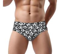 ASEELO Men's Triangle Briefs Football Pattern Briefs Shorts Comfortable Stretch Men Underwear Trunks M Black