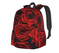 ASEELO Red Rose Flower Printed Men'S And Women'S Casual Backpack, Suitable For Daily Use
