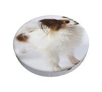 ASEELO Round Bar Chair Stool Cover White Papillon Printed Elastic Bottom Removable Washable Chair Protector Slipcovers Christmas Home Decor Seat Cover 12 inch