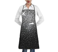 Shiny Silver Glitter Aprons, Unisex Cooking Apron Bib Apron With Pockets For Home Kitchen Restaurant Bbq Baking