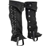 ASEELO Vintage Leg Guard Gaiter, Leatherette Boot Covers, Medieval Boot Spats Hiking Shin Guard Armor, for Carnival Halloween Party Costume Boots Accessories (Black)