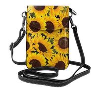 ASEELO Yellow Sunflowers Small Crossbody Phone Bags For Women, Mini Leather Cell Phone Purse Bag Ladies Small Shoulder Bag Gift
