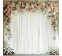 Asee'm 10x10FT Ivory Backdrop Curtains for Parties Wrinkle Free Polyester Fabric Photo Backdrop Drapes for Birthday Wedding Party Decor Background for Photography, 5x10ft, 2 Panels