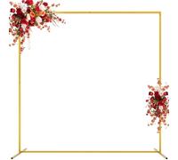 Asee'm 6.6FTx6.6FT Gold Wedding Arch Backdrop Stand Square Metal Rectangular Arch Frame for Ceremony Party Birthday Bridal Baby Shower Anniversary Arbor Balloon Decoration