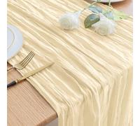 Asee'm Cheesecloth Table Runner 120 Inches Long Beige Boho Gauze Cheese Cloth Runner 10FT Rustic Sheer Fall Table Runners for Thanksgiving Christmas Wedding Party Baby Shower Decoration