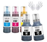 ASEKER E102 Ink Bottles Multipack Compatible for ET-2750 ET-2756 ET-2850 ET-2851 ET-2856 ET-3700 ET-3750 ET-3850 ET-4500 ET-4700 ET-4750 ET-4850 ET-4856 ET-15000 Printer (BK*2/C/M/Y)
