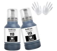 ASEKER E113 Ink Bottles 2 Black Compatible for ET-5150 ET-5160 ET-5170 ET-5800 ET-5850 ET-5880 ET-16150 ET-16600 ET-16650 ET-16680 Pro ET-5800 ET-5850 ET-5880 ET-15000 Printer (BK*2)