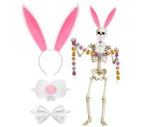 Asekonc 12 ft Skeleton Easter Bunny Accessories Extra Large Easter Headband Bunny Spring Decoration Egg Garland for 12 ft Skeleton Outfit Garden Lawn Spring Outdoor Decor Pink