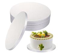 ASelected 10 Inch Cake Boards Round Silver (5 Pack) - Heavy Duty Cardboard Cake Drums for Decorating - Greaseproof & Sturdy Cake Bases for Wedding, Birthday Cakes - Food Safe Dessert Display Boards